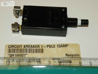 CIRCUIT BREAKER, 1-POLE, 15AMP, 250VAC, 28VDC