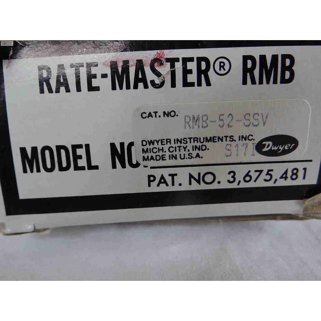 Rate-Master Flowmeter, 5" Scale 5-50 SCFH Air, SS Valve