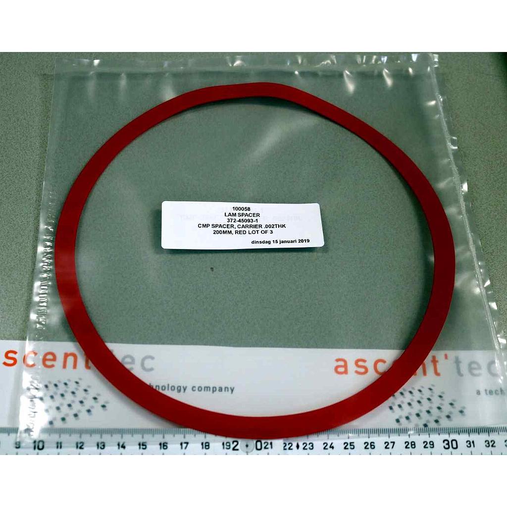 CMP SPACER, CARRIER .002THK 200mm, RED, LOT OF 3