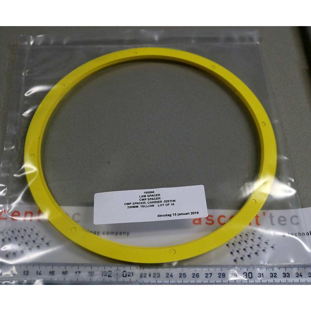 CMP SPACER, CARRIER .020THK 200mm  YELLOW, LOT OF 16
