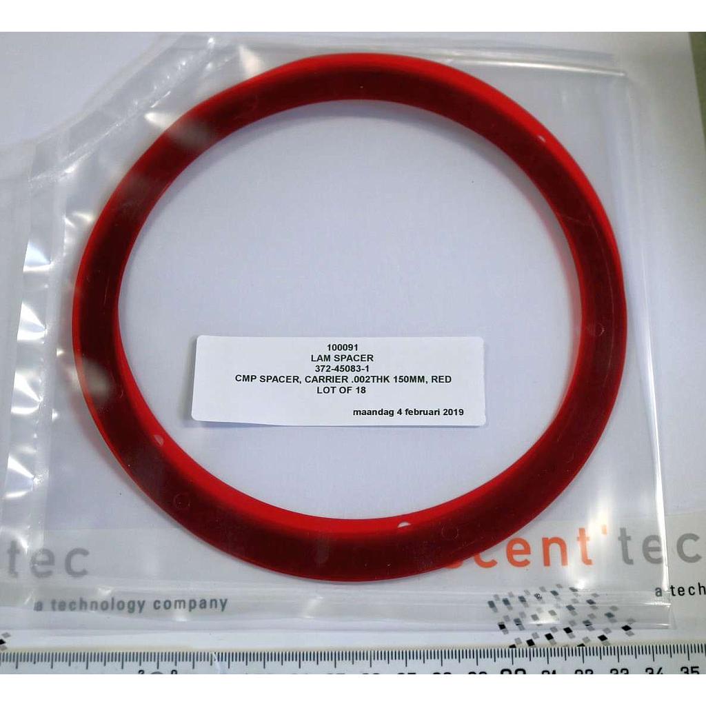 CMP SPACER, CARRIER .002THK 150mm, RED, LOT OF 18