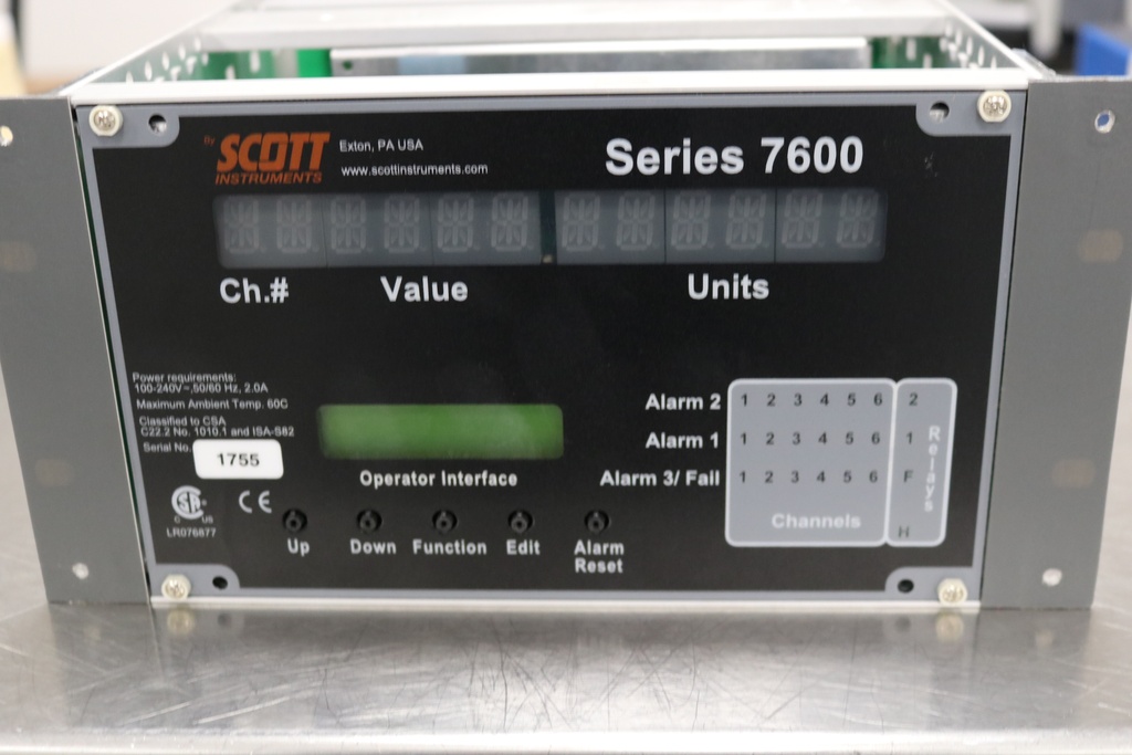 SCOTT INSTRUMENTS 6 CHANNEL GAS CONTROLLER (USED WITH GAS DETECTOR SERIES 9000)